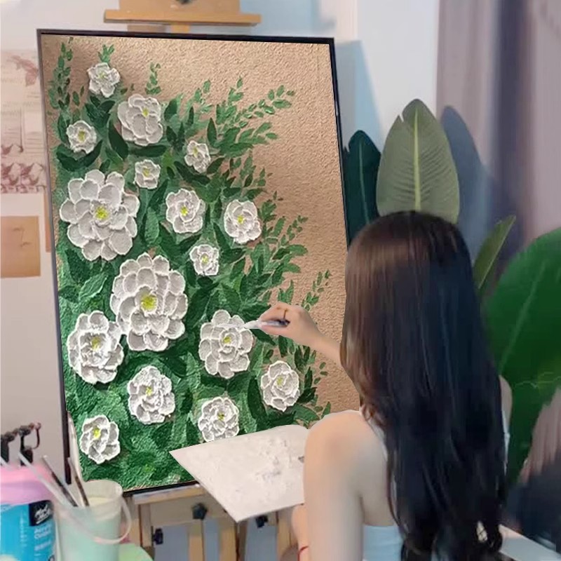 蝴蝶花卉风景装饰画肌理感视觉立体仿油画成品治愈卧室客厅摆挂画图片