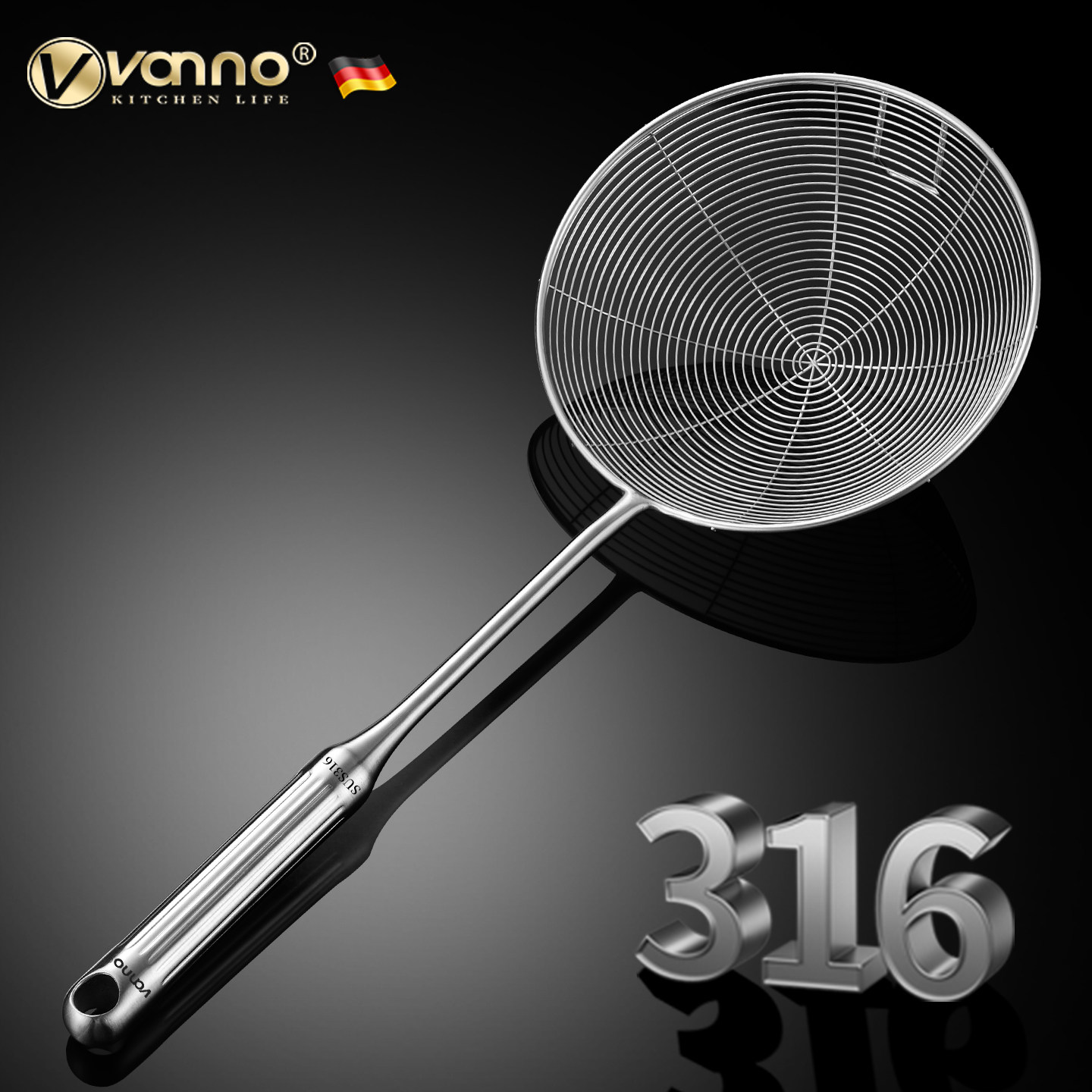 德国 不锈钢漏勺316不锈钢食品级家用笊篱捞面饺子油炸火锅滤网勺,厨房/烹饪用具,漏勺/滤网勺,淘宝优惠券,粉丝福利购,淘宝优惠卷