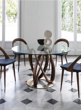 爆款意式极简PORADA椅北美黑胡桃实木餐椅北欧原创设计师家具定制