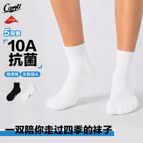 【四季袜Pro】CarryU莱卡无骨10A抗菌防臭精澳棉袜夏季薄款休闲袜