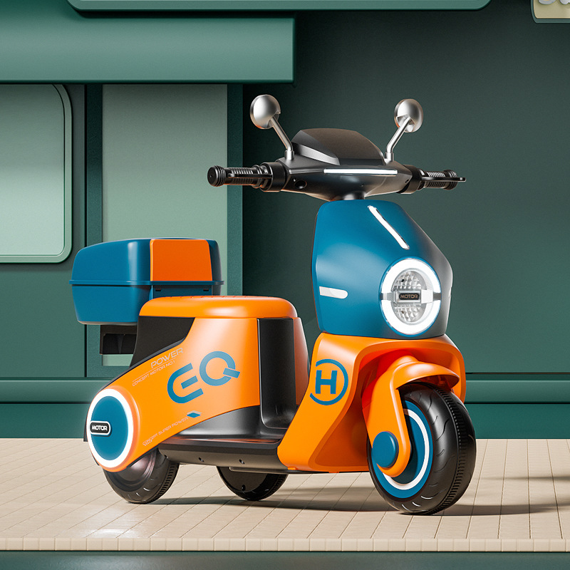 儿童电动摩托车充电三轮车女遥控玩具车双驱动可坐人电车