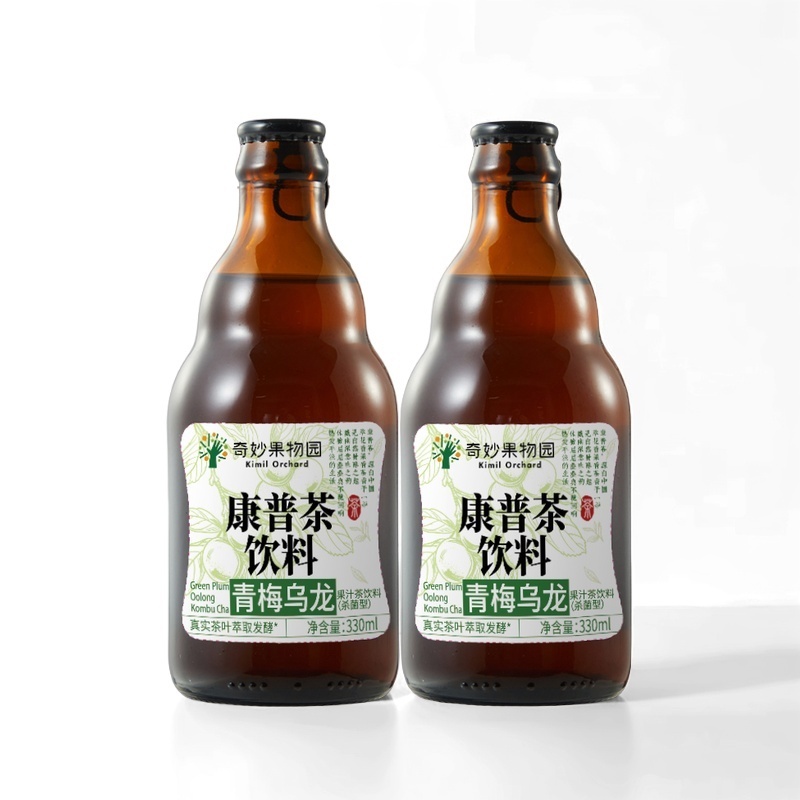 奇妙果物园青梅乌龙康普茶饮料发酵茶解腻带汽果汁茶饮料330ml2瓶