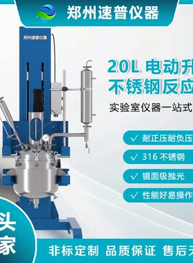 20L电动升降不锈钢反应釜锅实验室工厂用搅拌罐化工实验制药设备