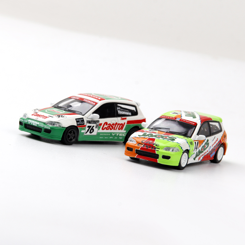 SW 1:64 本田思域EG6 赛道涂装 带展示盒底座 合金汽车模型摆件