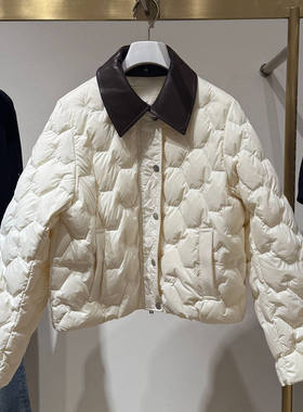 伊折扣商场同款26秋冬新品轻薄翻领拼接短款宽松羽绒服1HA180281