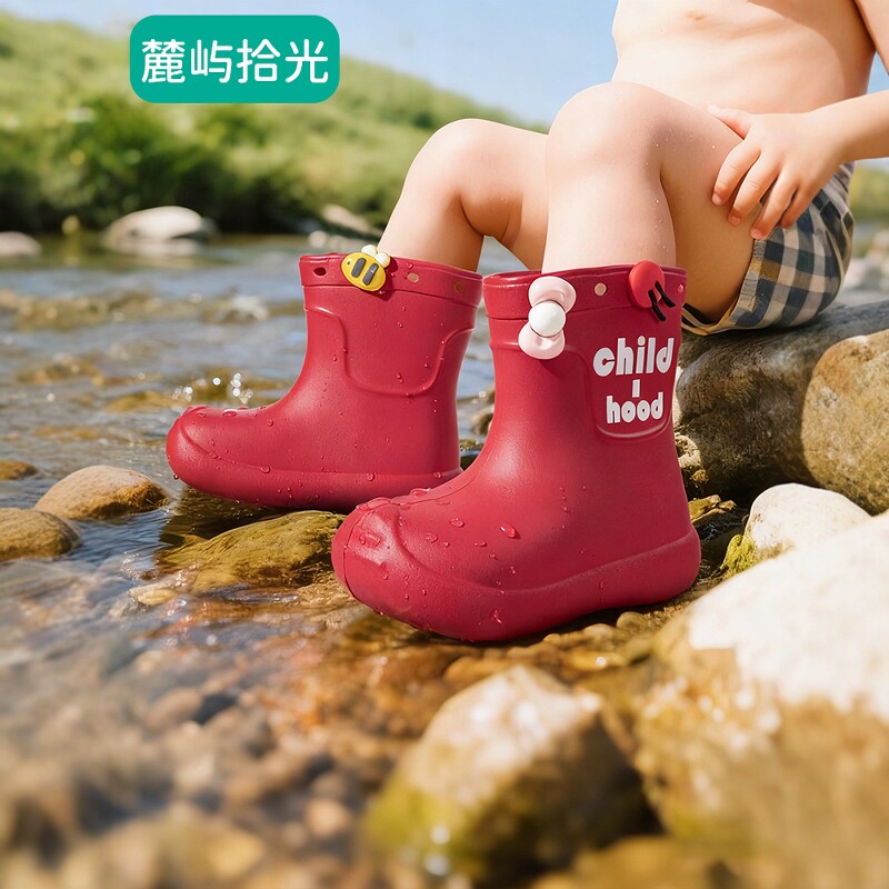 儿童雨鞋男童宝宝雨靴轻便防水女孩防滑幼儿园小学生上学水鞋j7