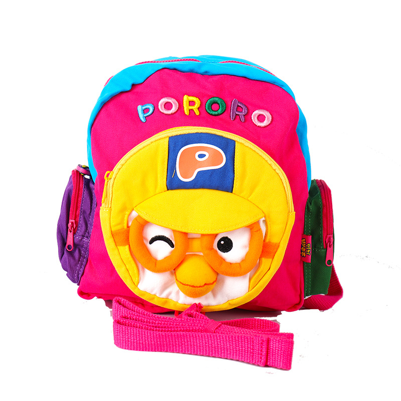 正品韩国pororo啵乐乐书包双肩包带牵引绳游玩书包双肩卡通背包