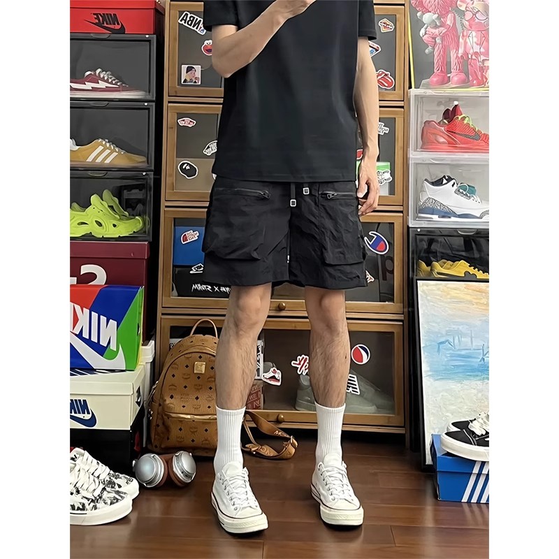 黑色冰丝速干短裤男款美式机能男士中裤子夏季薄款痞帅运动五分裤