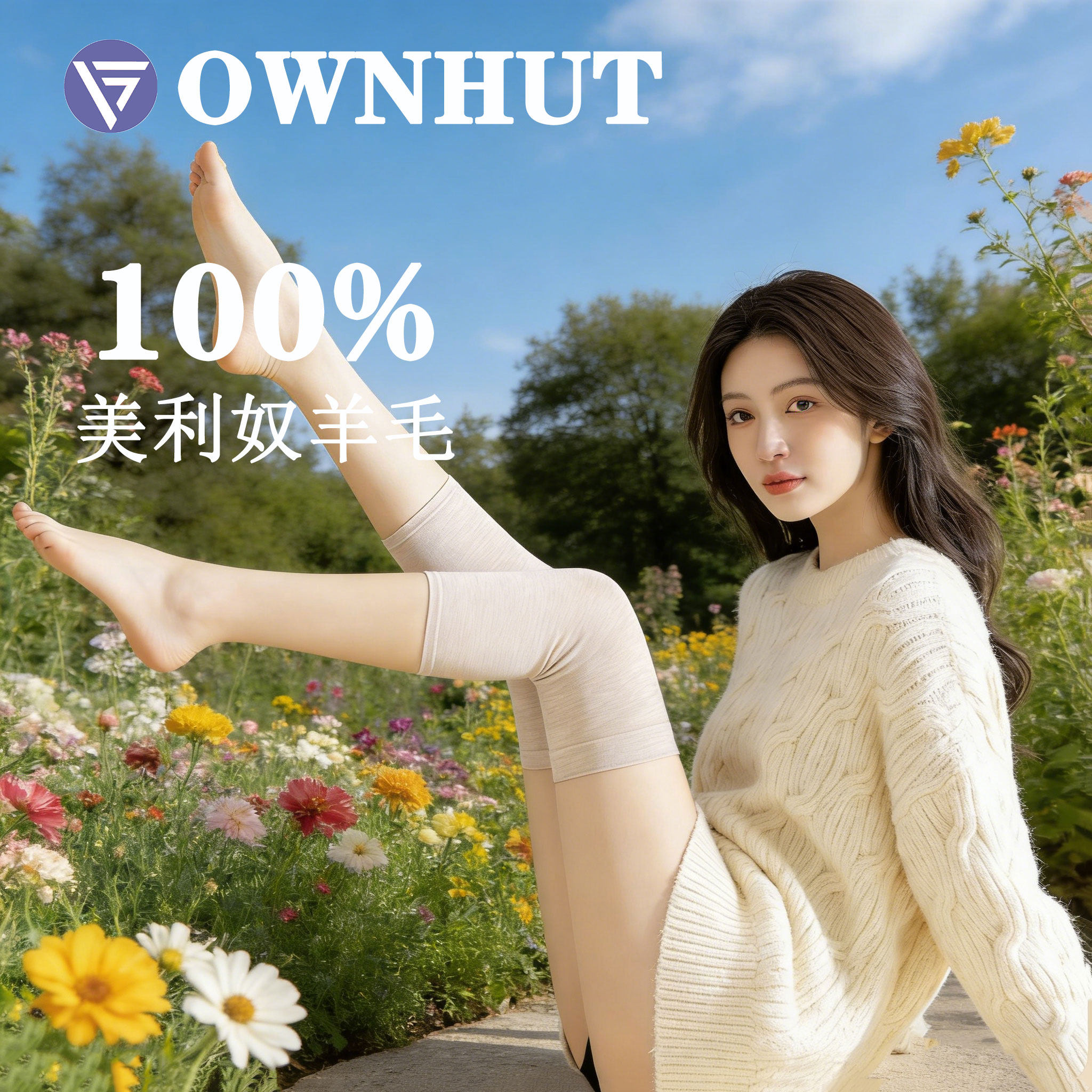 OWNHUT100%美利奴羊毛小腿护膝护腿袜套春夏5.0升级关节防滑保暖