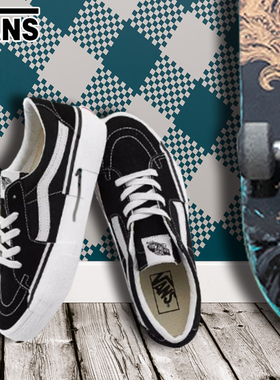 VANS/范斯官方正品男鞋 SK8-LOW 经典黑白解构休闲低帮板鞋