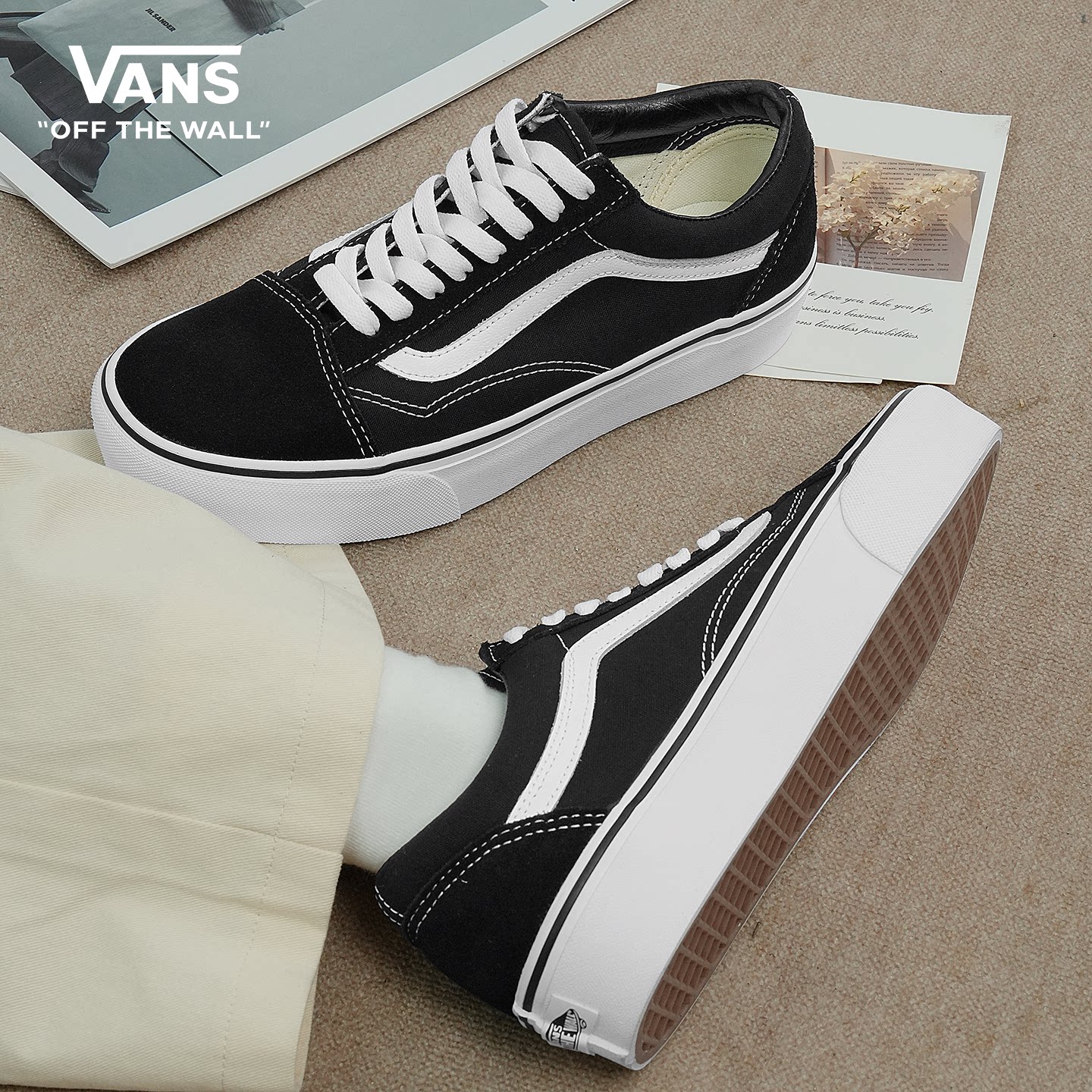 VANS车缝线系带男女低帮板鞋