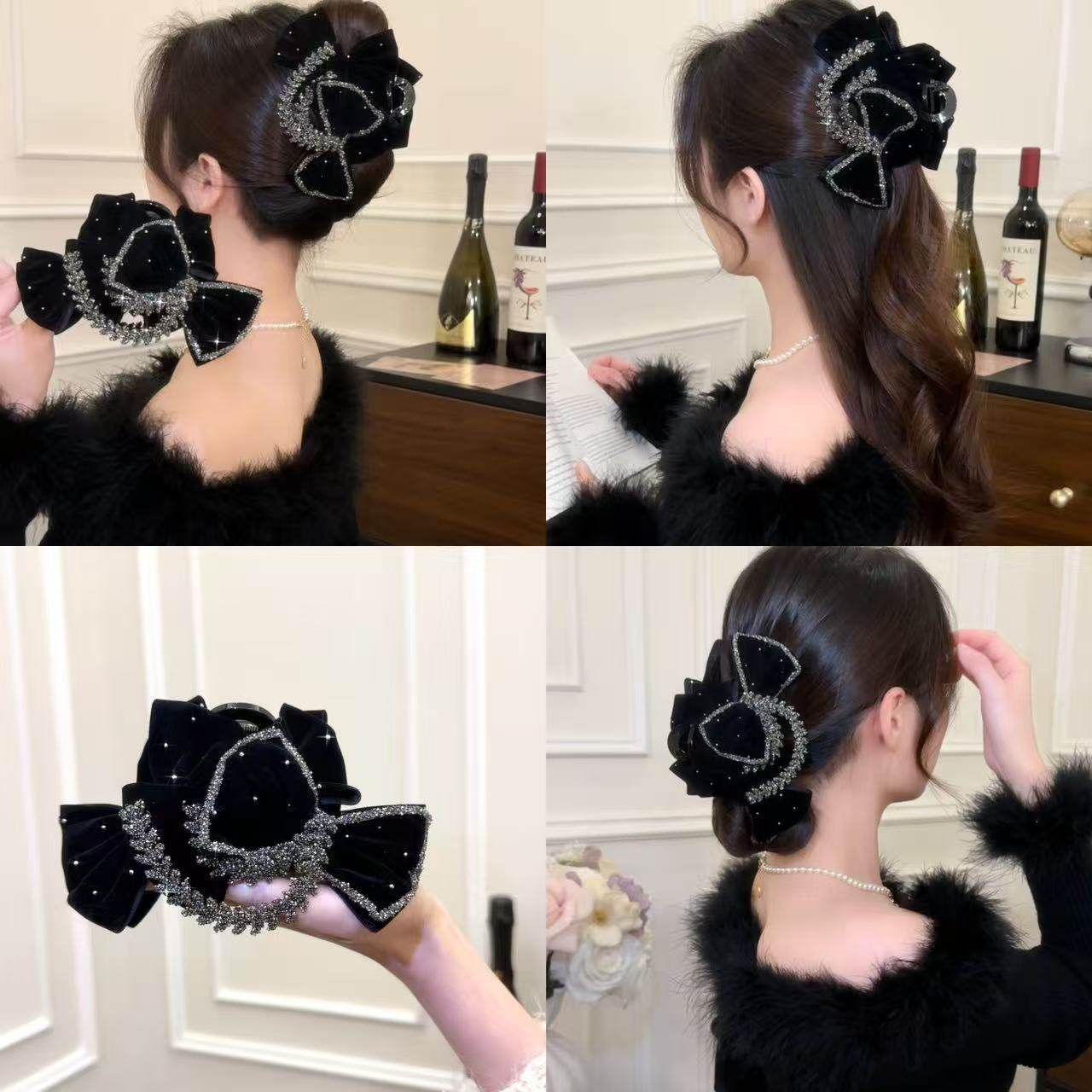 赫本丝绒麦穗水钻蝴蝶结抓夹女高级感法式大号盘发鲨鱼夹发饰头饰,饰品/流行首饰/时尚饰品新,发饰,淘宝优惠券,粉丝福利购,淘宝优惠卷