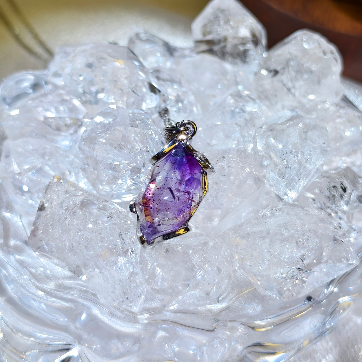 【彼岸】透体草莓籽品质紫超七吊坠