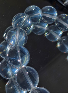 【海上仙】稀有钻石体蓝沙白水晶手串手链3月更新