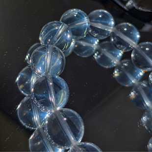 稀有钻石体蓝沙白水晶手串手链 海上仙