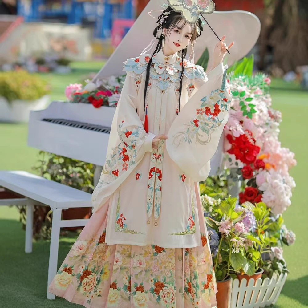 明制云肩汉服女2026新款春夏季原创刺绣长衫马面裙套装中国风古装