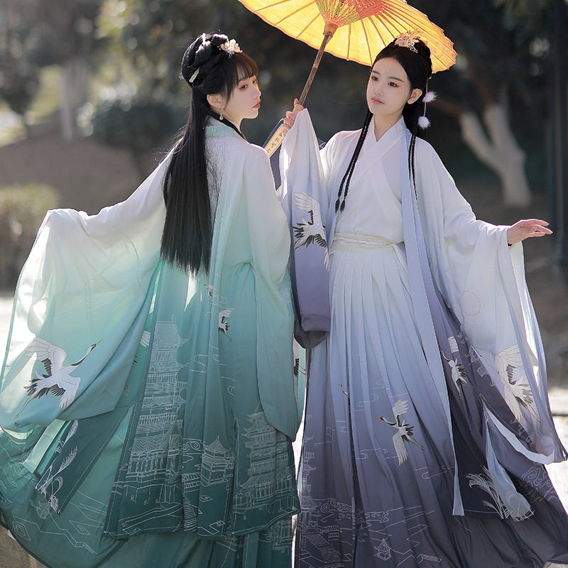 汉虞葵汉服女原创风白菜全套齐腰襦裙魏晋风春夏套装