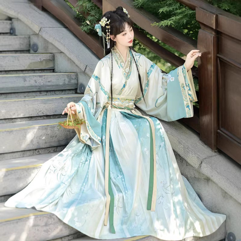 原创正品【幽兰】晋制汉服女秋款中国风交领齐腰襦裙日常