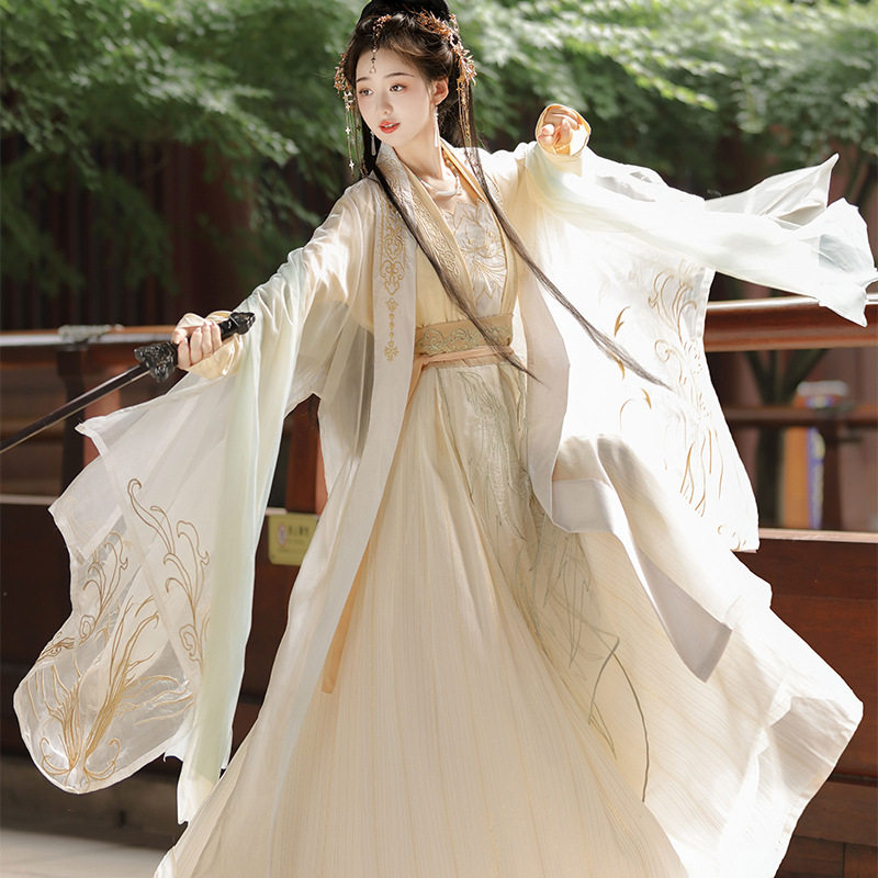 原创宋制汉服女武侠风古装超仙大袖衫齐腰襦裙套装改良日常款秋季