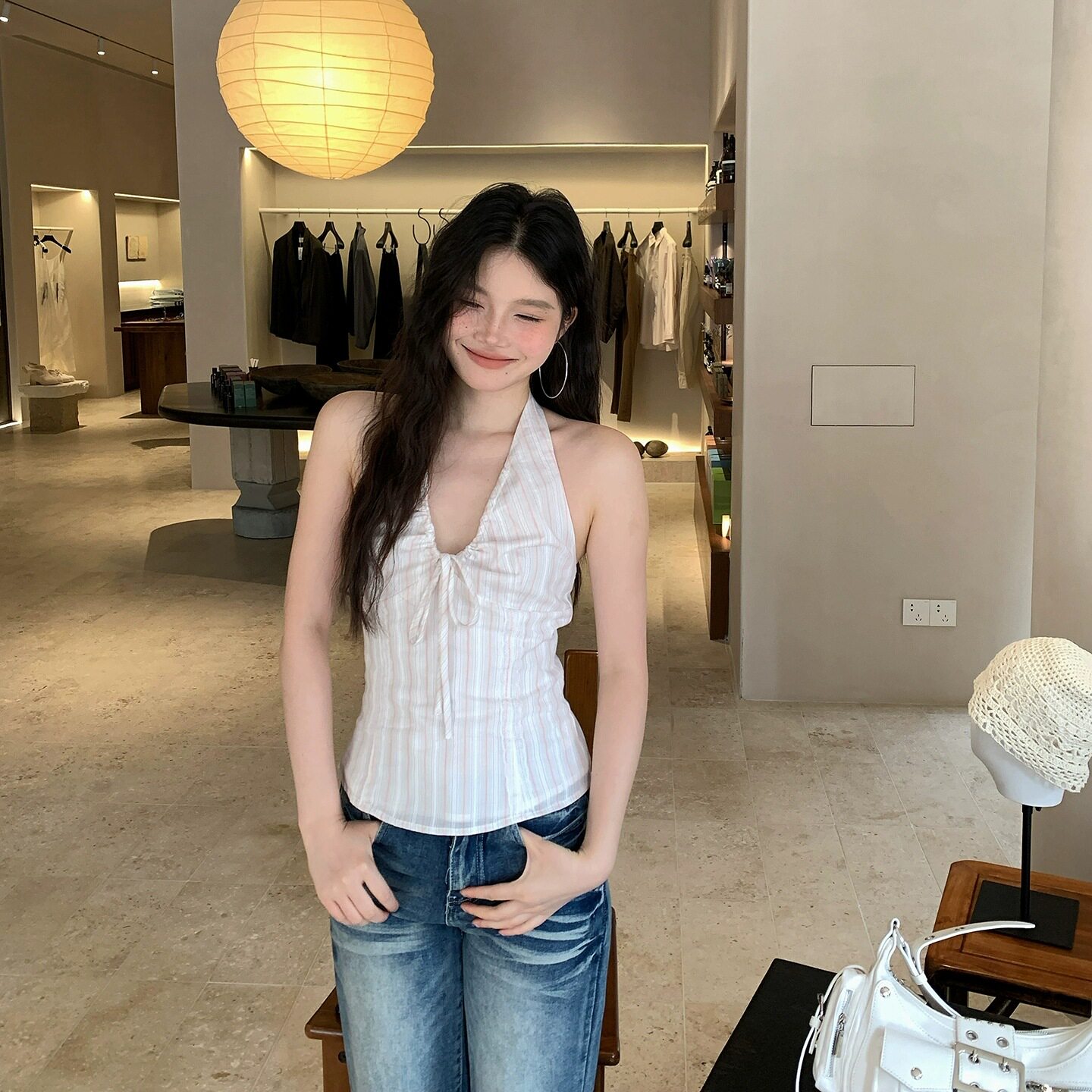 女法式复古纯欲风上衣外穿性感夏季露背系带吊带小背心甜辣潮海边