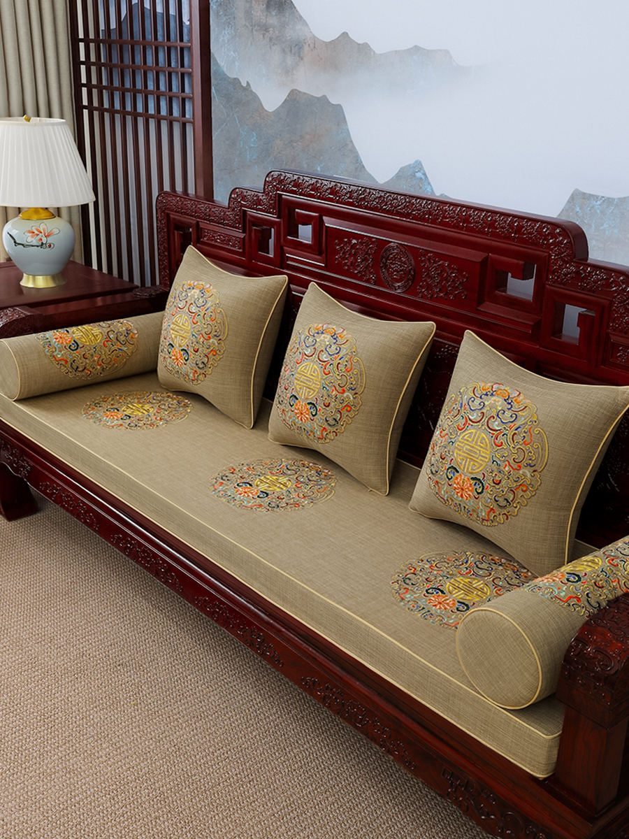 中式红木沙发坐垫定制实木海绵垫加硬乳胶椰棕罗汉床垫防滑椅垫子