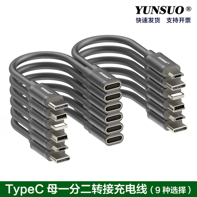 TypeC母一分二转接延长充电线