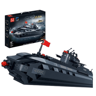 邦宝小颗粒船模积木中船正版授权益智拼插玩具核潜艇场景ET722