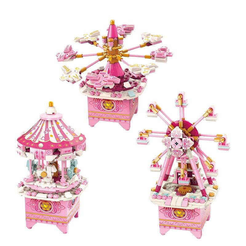 启蒙积木儿童生日礼物女孩子八音盒玩具摩天轮模型拼装益智42107