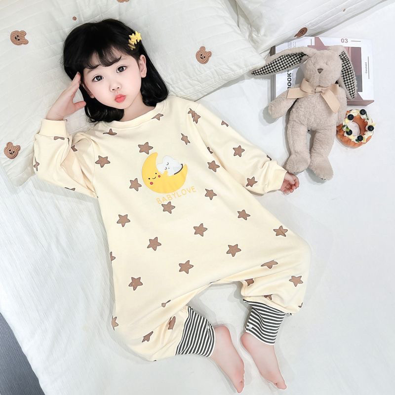 女孩宝宝秋冬款长袖连体衣德绒男女童卡通连身衣睡衣中小童家居服