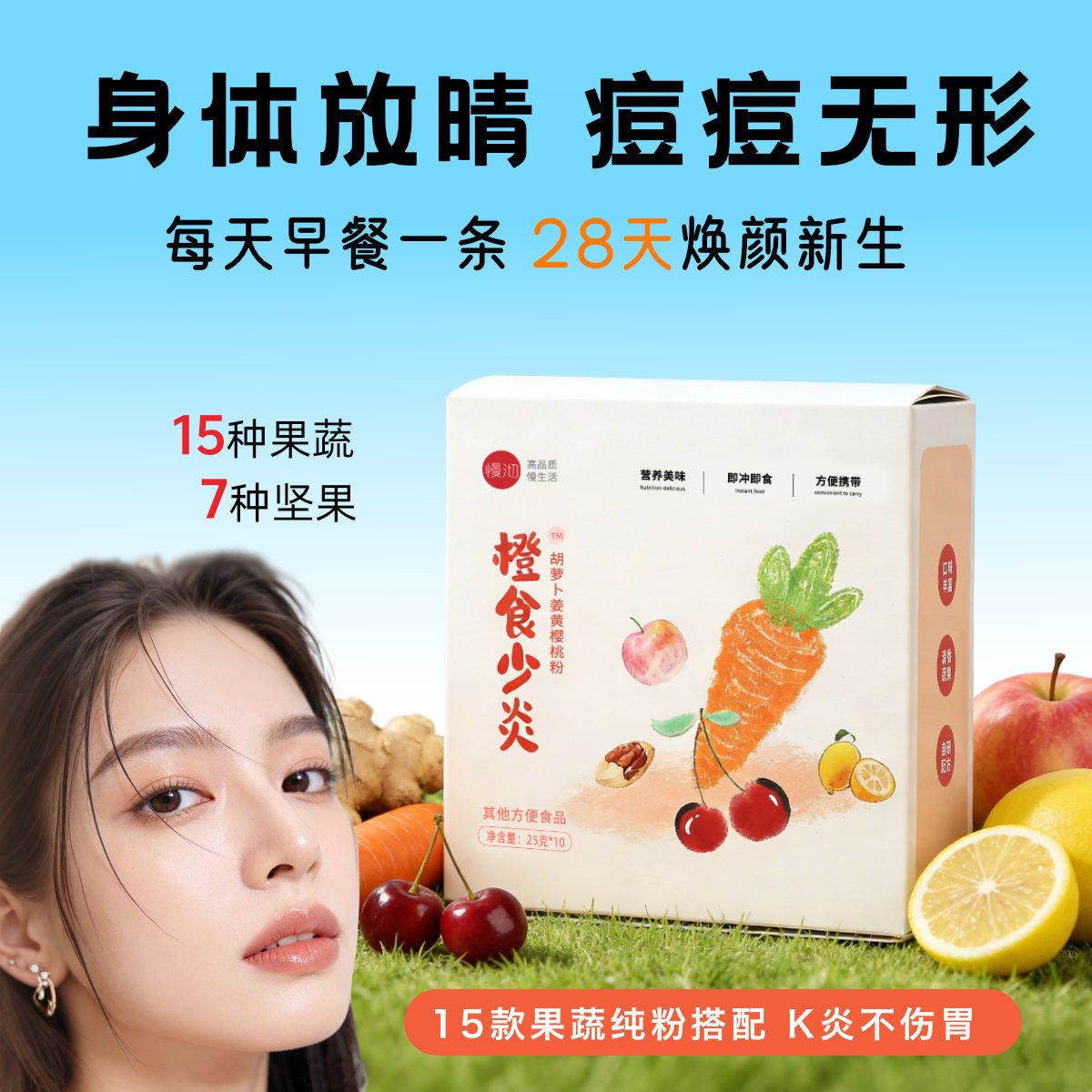 慢沏抗橙食少炎姜黄粉营养早餐冲泡即食代餐食品综合果蔬粉