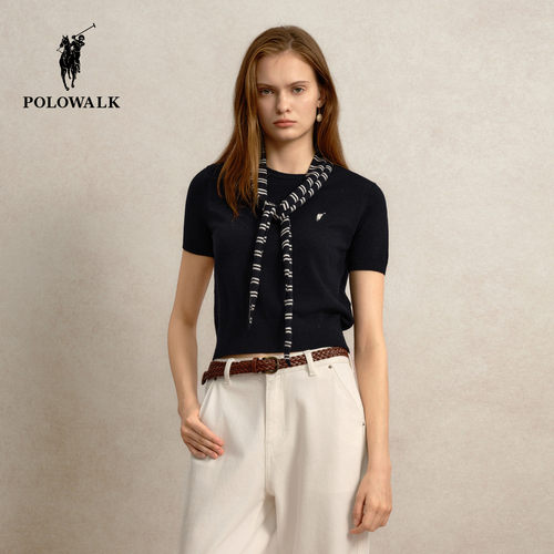 POLOWALK女秋新短袖针织打底衫