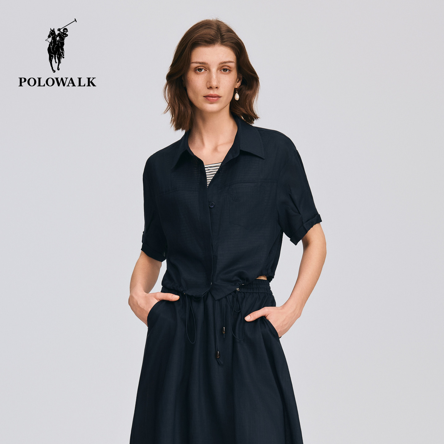 POLOWALK夏季女短袖衬衫半身裙图片