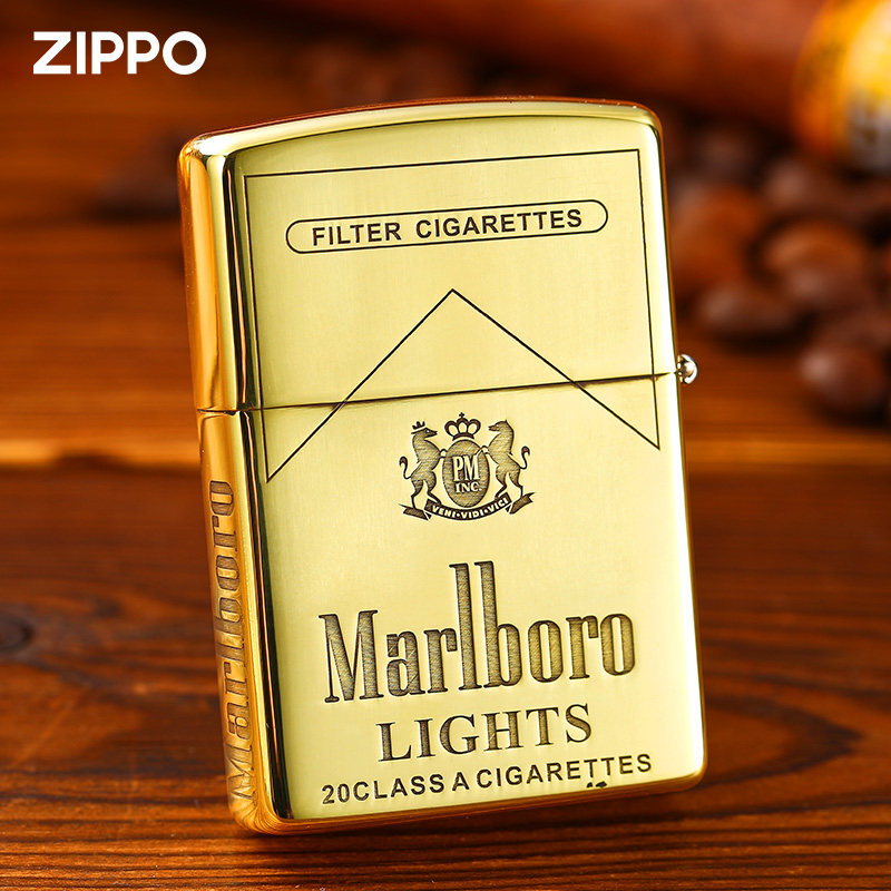 zippo打火机正版纯铜精雕盔甲版万宝路美国原装正品定制刻字送礼