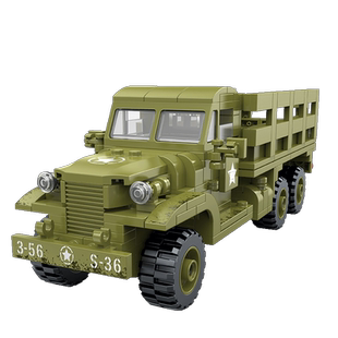 美国卡车积木运兵车军事防空车运输车二小颗粒战坦克拼装玩具男孩