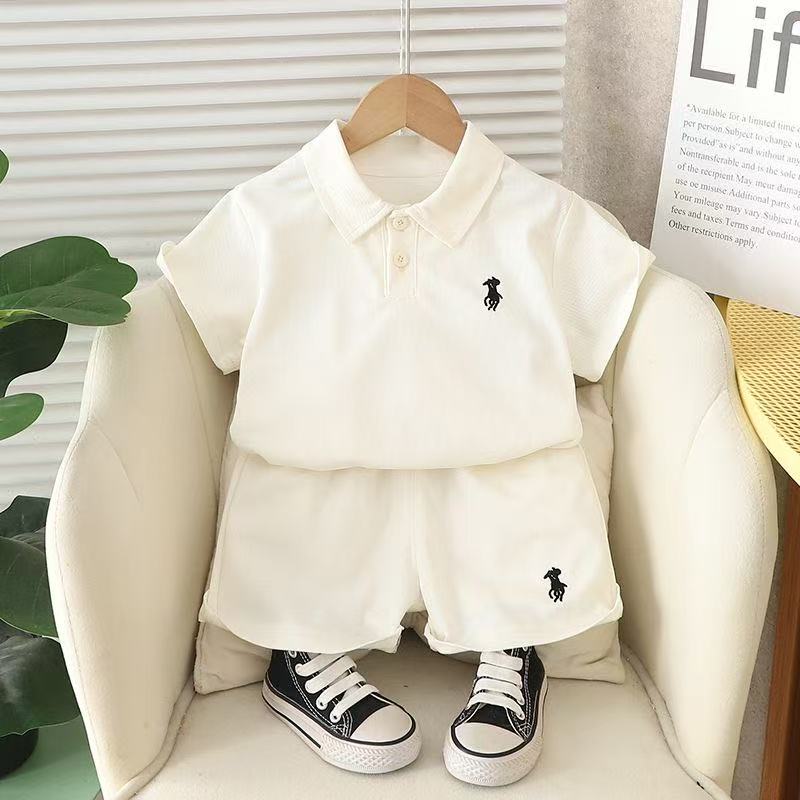 2025新款女童POLO衫套装夏季婴儿洋气时髦休闲短袖两件套宝宝衣服