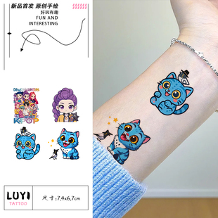彩色纹身贴纸女男防水持久遮疤腿部锁骨手臂高级感 KPOP猎魔女团