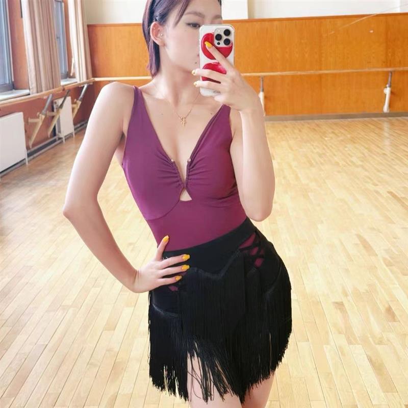 舞服P金属V领上衣吊带连体衣春夏新款练功服女士成人教师教课
