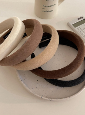 巧克力色系发箍2021新款海绵头箍宽边高颅顶发卡显脸小发饰日韩女