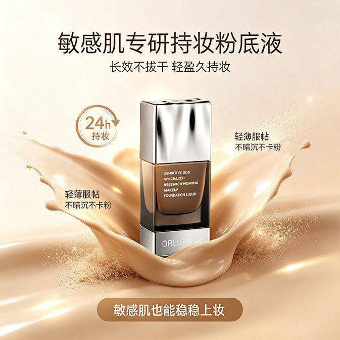官方正品奥洛丹敏感肌专研持妆粉底液防水防汗遮瑕保湿舒适不脱妆