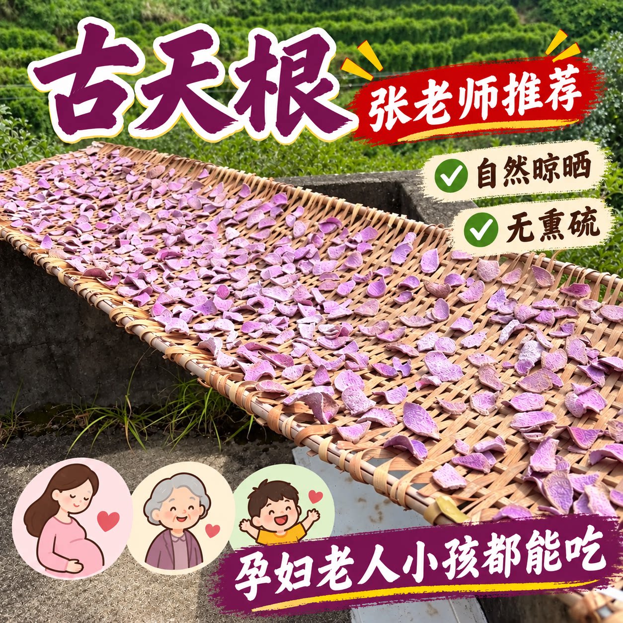 古天根张老师推荐老品种紫山药片
