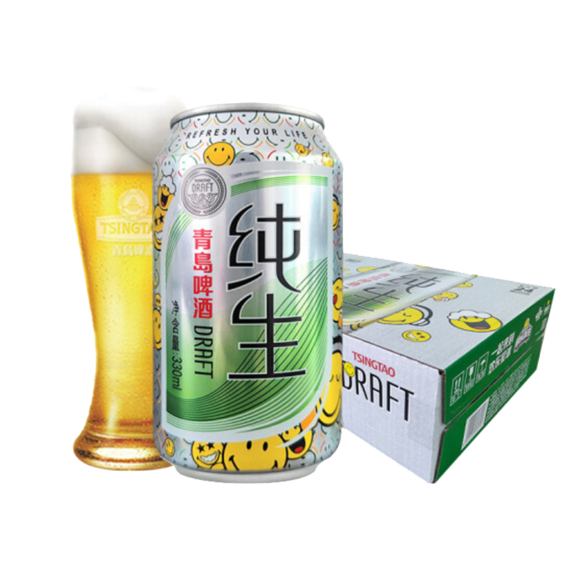 青岛啤酒易拉罐装整箱装纯生啤酒