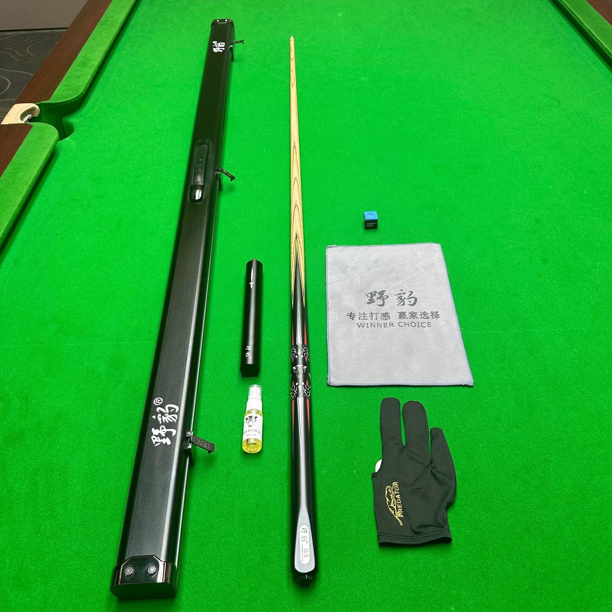 野豹g5手工复刻1:1台球杆有NFC芯片有编码带铭牌手野豹球杆秒弹窗