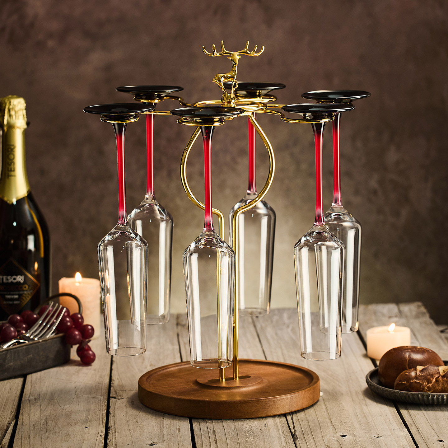 轻奢高档香槟杯套装水晶玻璃家用酒具高脚杯甜酒杯情侣一对2只装