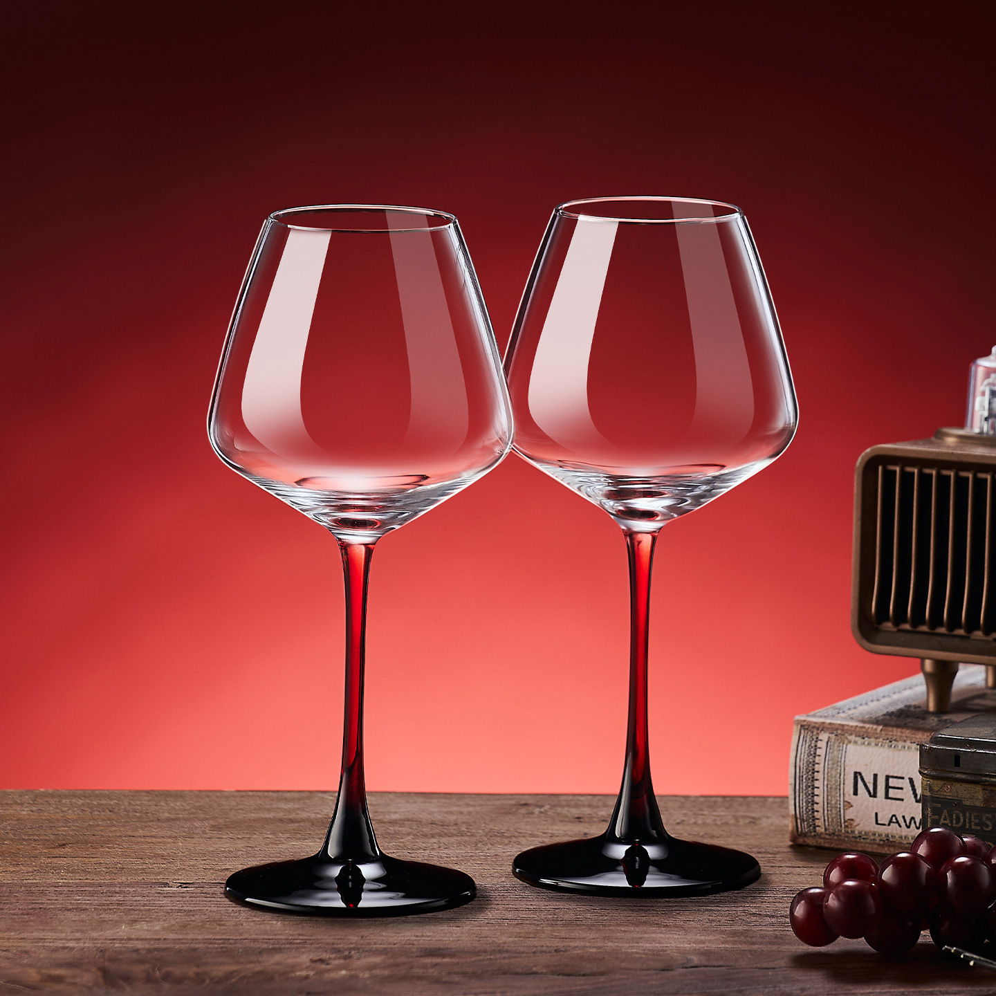 黑红领结红酒杯套装高级感