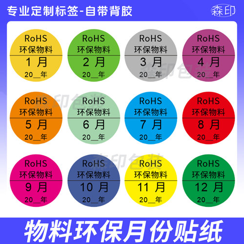 物料环保月份贴纸数字分类标签