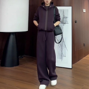 欧货复古休闲炸街加绒卫衣卫裤 女冬季 两件套 运动服套装 高级感时尚