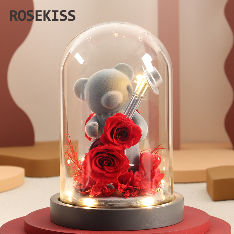 Rosekiss玫瑰永生花告白公仔