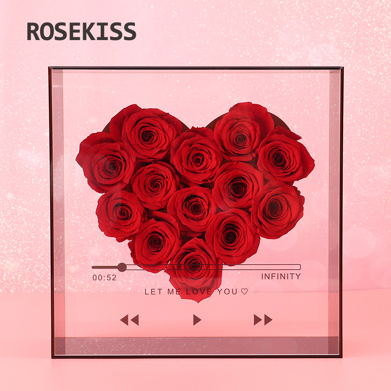 Rosekiss爱心CD永生花玫瑰礼盒母亲节生日礼物送女朋友七夕情人节