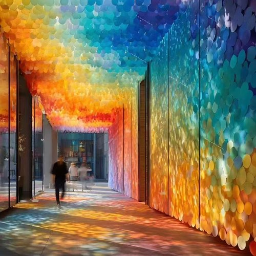 新款打卡点彩虹圆片炫彩片镭射