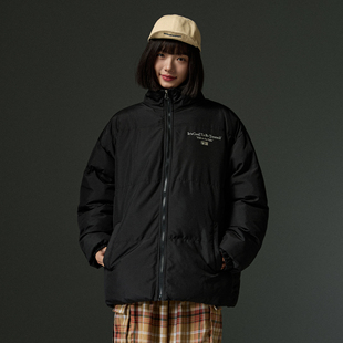 鎏银字母基础纯色简约宽松休闲立领防风保暖棉服 美式 FIDO DIDO